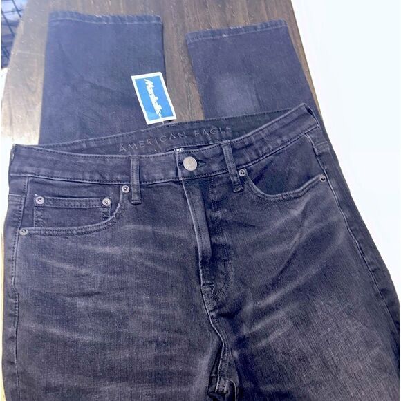 NWT American eagle light black wash strait taper jeans size 32/32 - Picture 1 of 6
